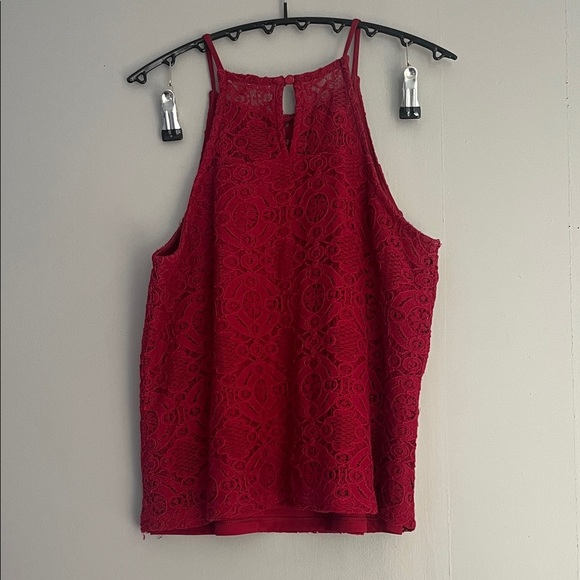 Monteau Red Lace Tank Top Size Medium - Picture 4 of 5